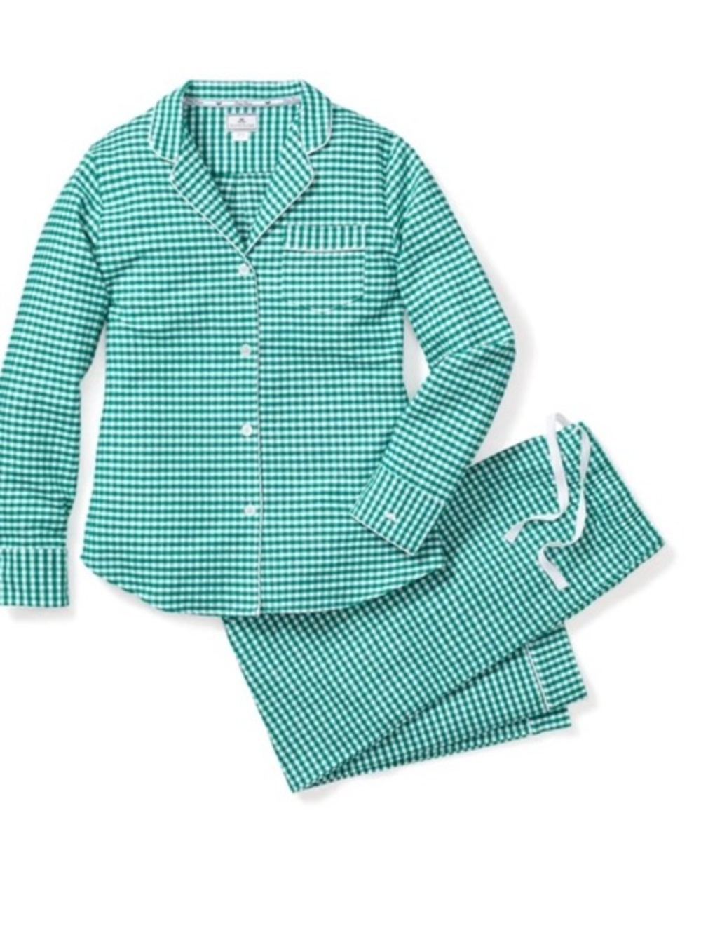 Petite Plume Women’s Green Gingham Classic Flannel Pajamas